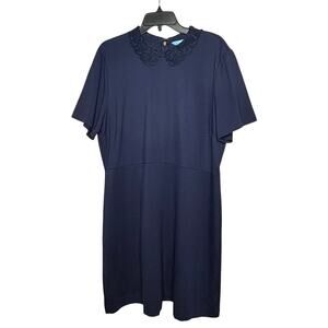Draper James Navy Blue Lace Peter Pan Collar Ponte Knit Persley Dress Size XXL